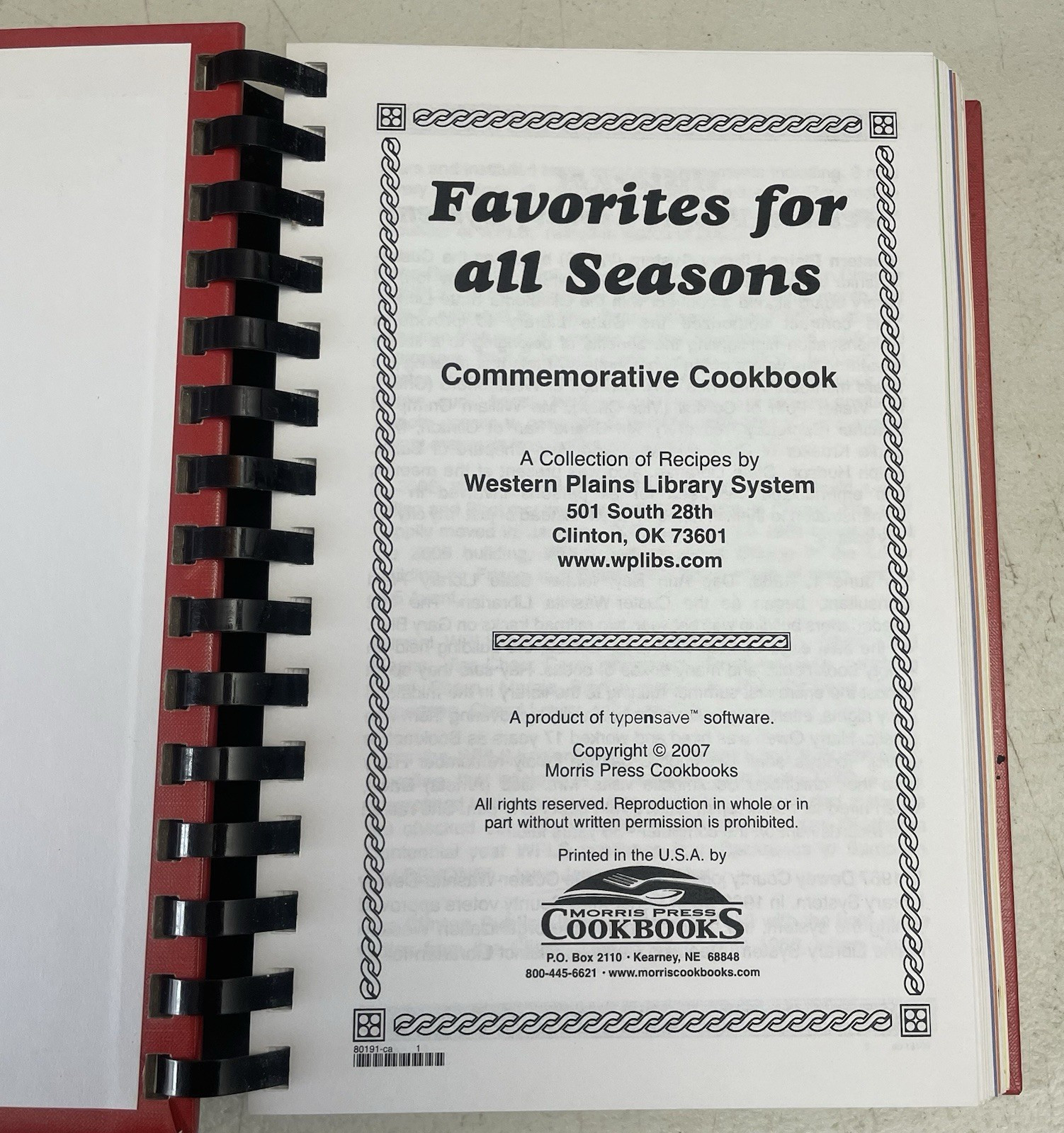 Favorite for All Seasons Commemorative Cookbook 2007 Morris Press Cookbooks Book