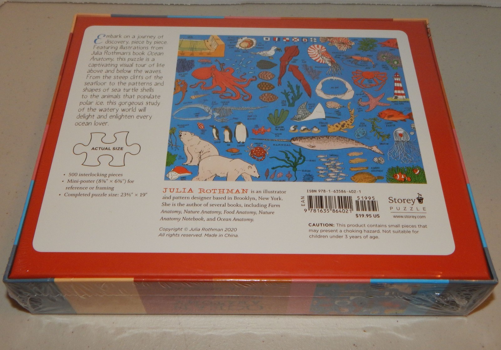 Ocean Anatomy THE PUZZLE 500 Pieces by Julia Rothman NIB SEALED 23 4/5″ X 19″