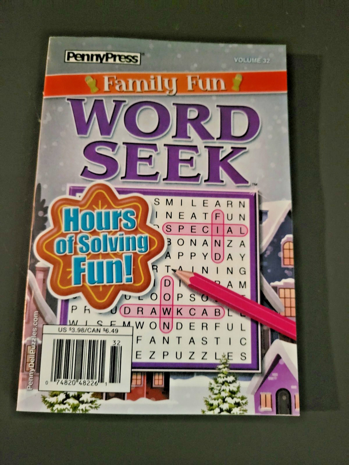Lot of 3 Penny Press Family Fun & Easy Word Seek Puzzles – Hours Of Solving Fun!