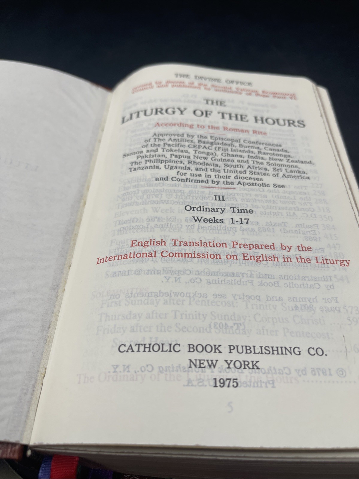 Liturgy of the Hours Vol. 3 Volume III Ordinary Time Weeks 1-17