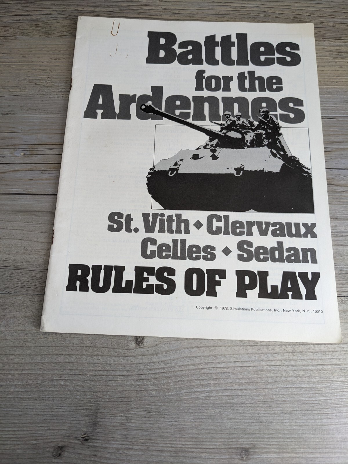 Battles for the Ardennes Replacement Rules of Play & Campaign Rules SPI 1978