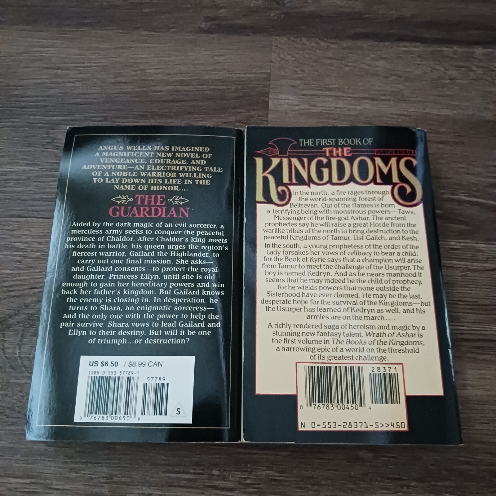 Lot of 2 Paperback Books Angus Wells Guardian Wrath of Ashar Kingdoms