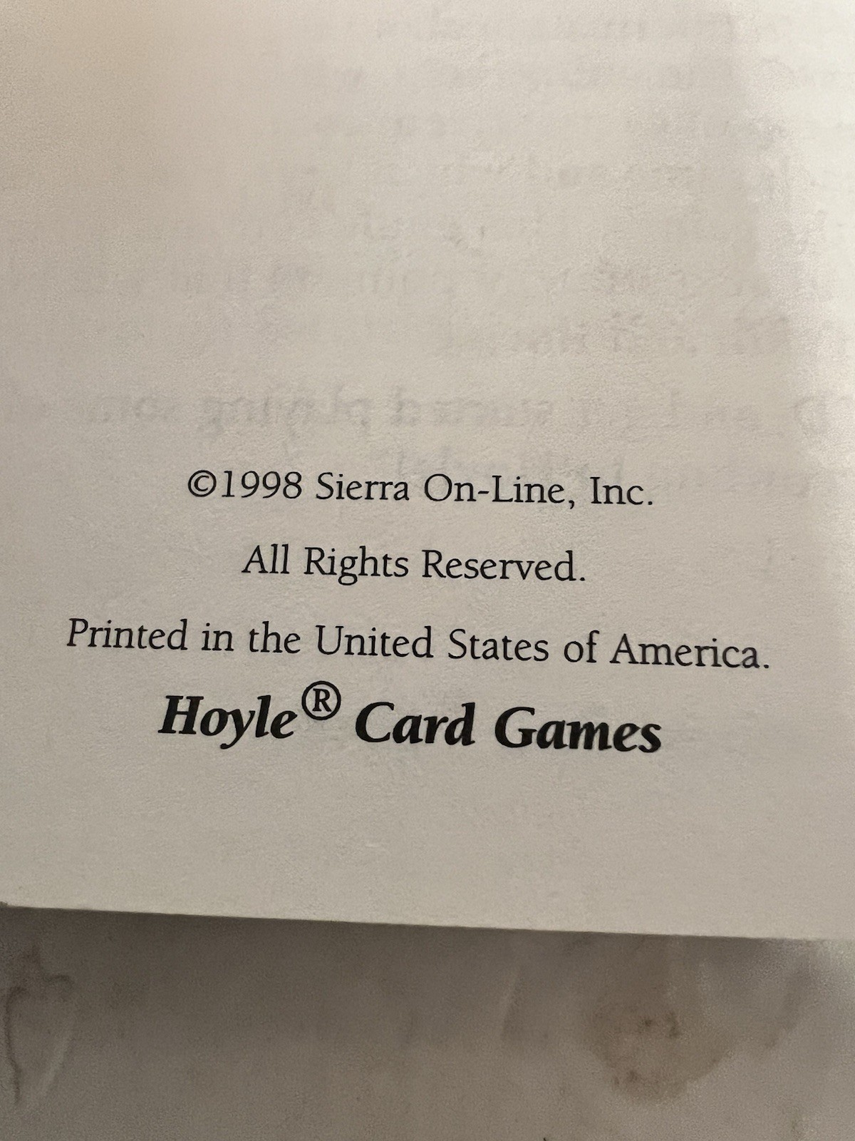 1998 Hoyle Card Games Sierra PC Game Manual Booklet Poker Bridge Solitaire