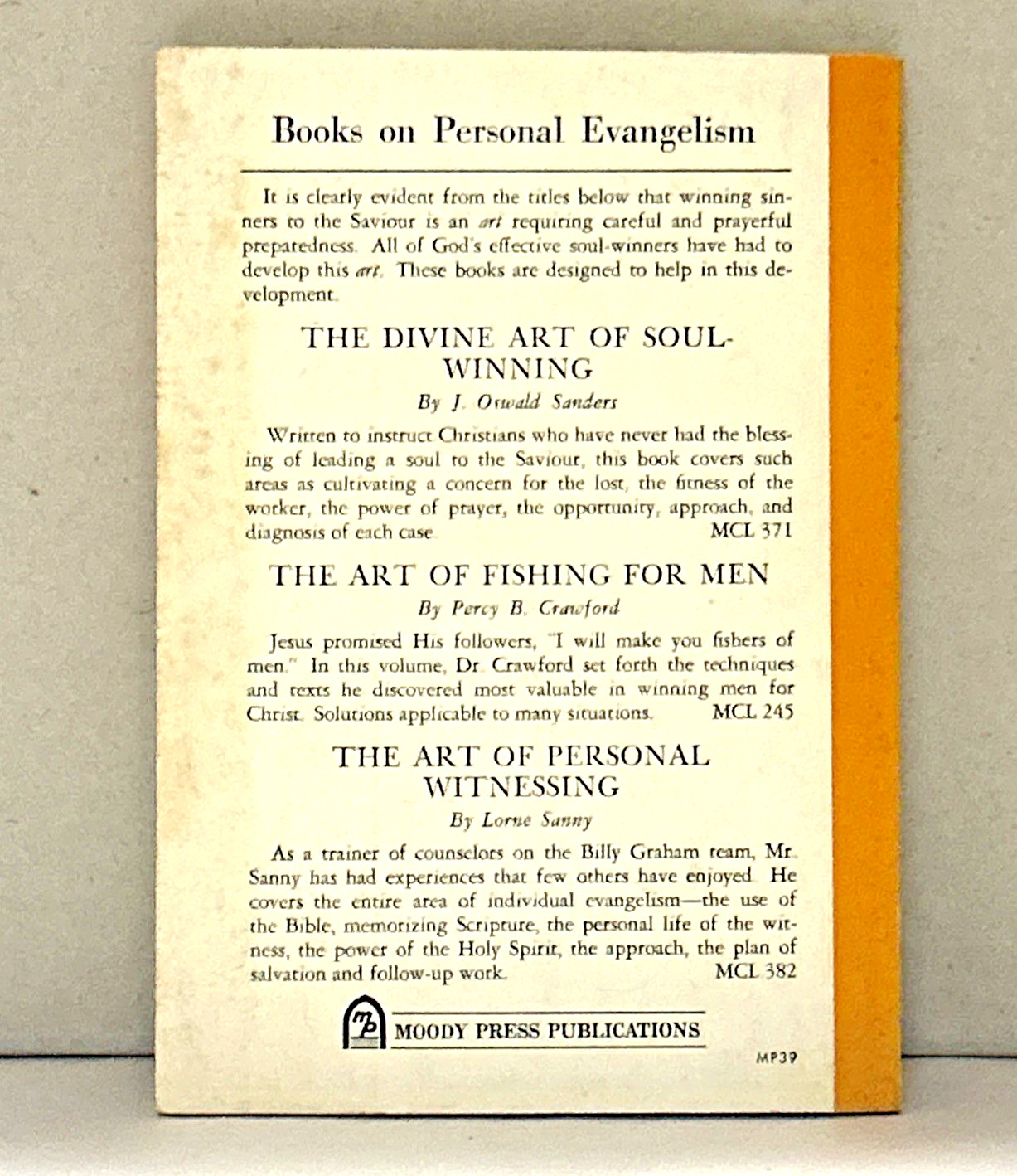 The Divine Art of Soul Winning (1954) ~ J. Oswald Sanders ~ Moody Press