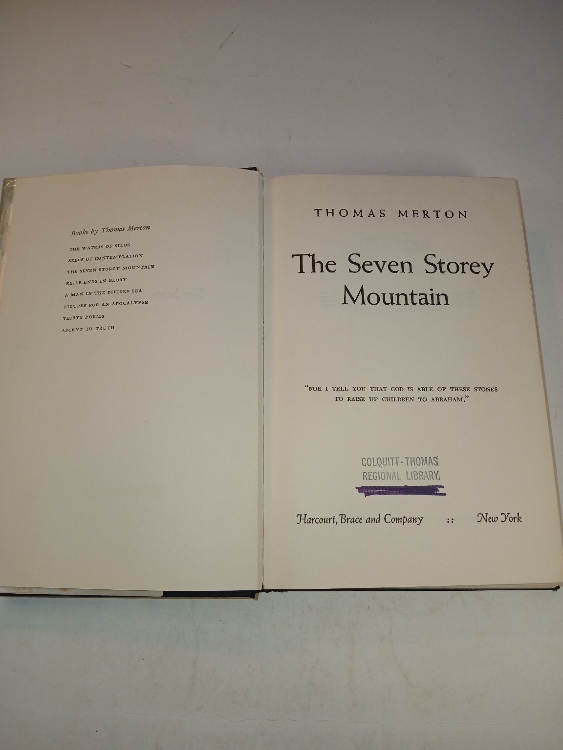 The Seven Storey Mountain Thomas Merton 1948 Autobiography Memoir Harcourt Brace