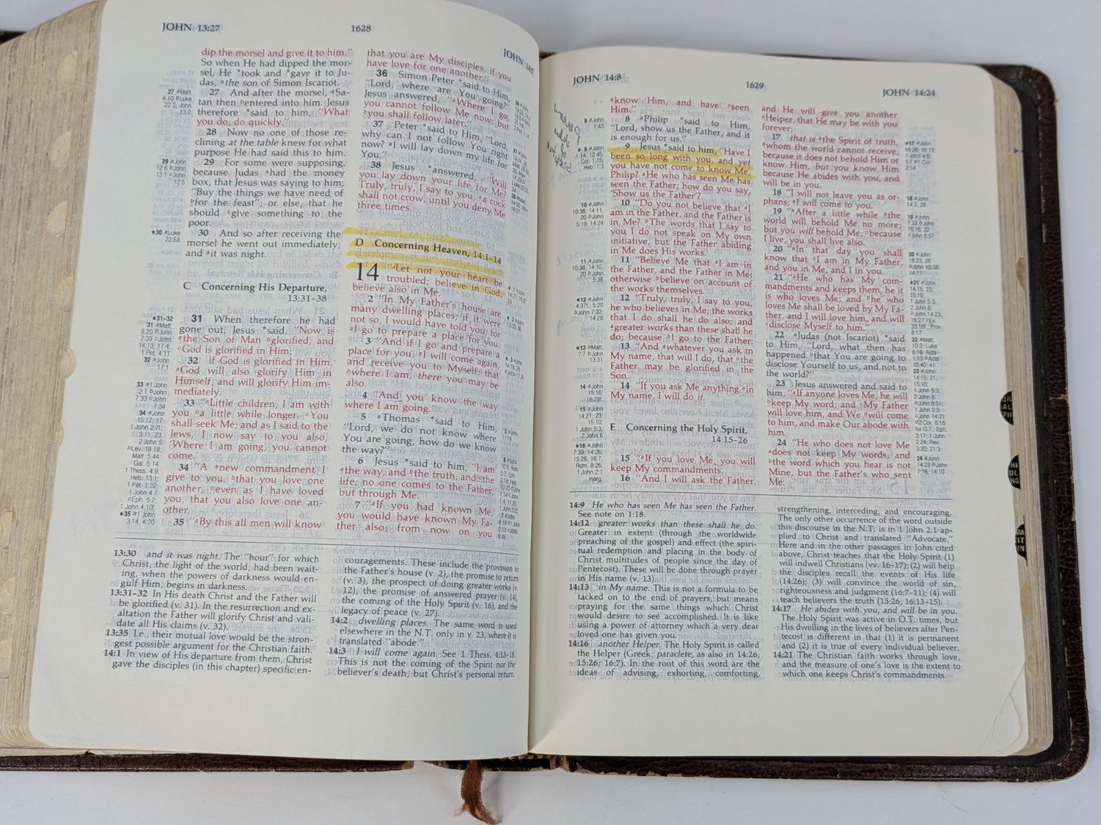 BISON GRAIN!✝️Vntg Ryrie Study Bible NASB 1978 Red Letter Moody Press Tab Index