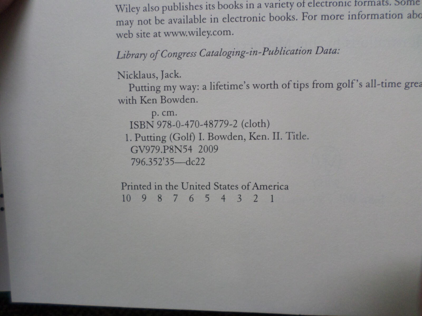 Putting My Way: A Lifetime’s Worth of Tips SIGNED Jack Nicklaus & Ken Bowden