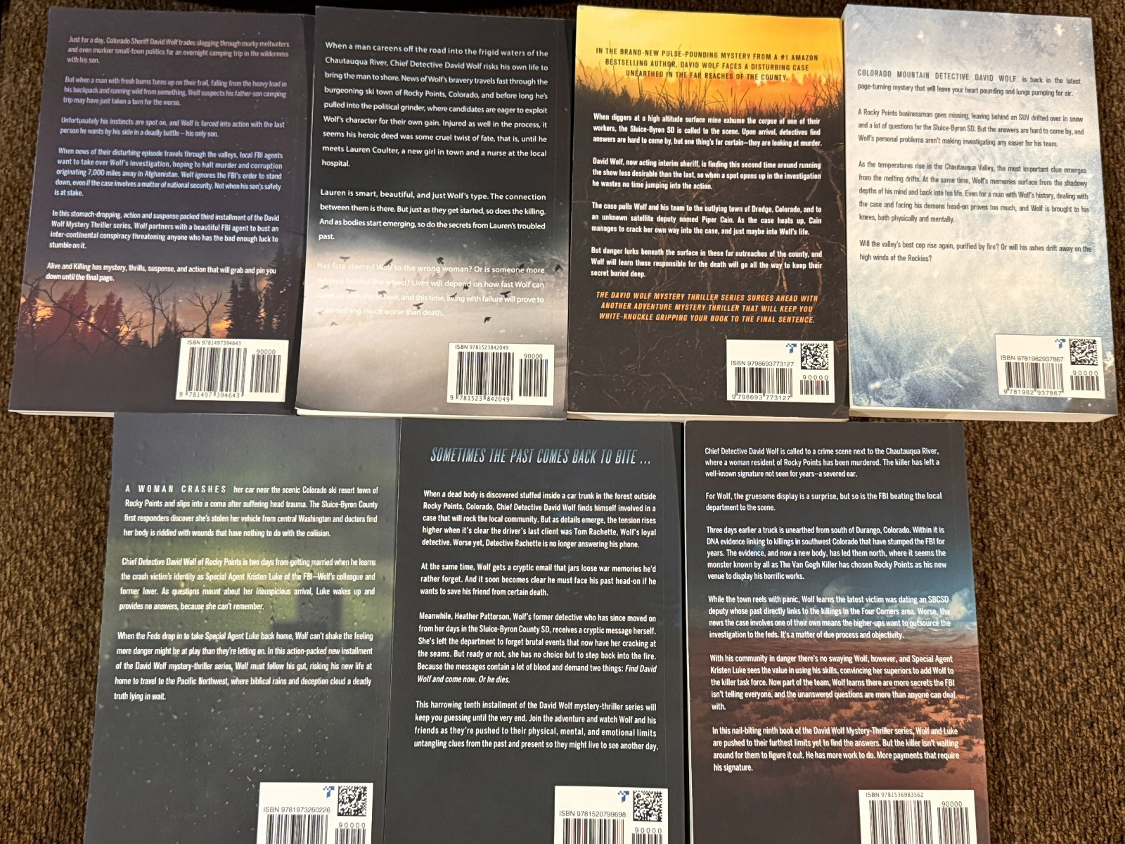 Lot Of 7 David Wolf Series (books 3 8 9 10 11 12 14) By Jeff Carson – paperbacks