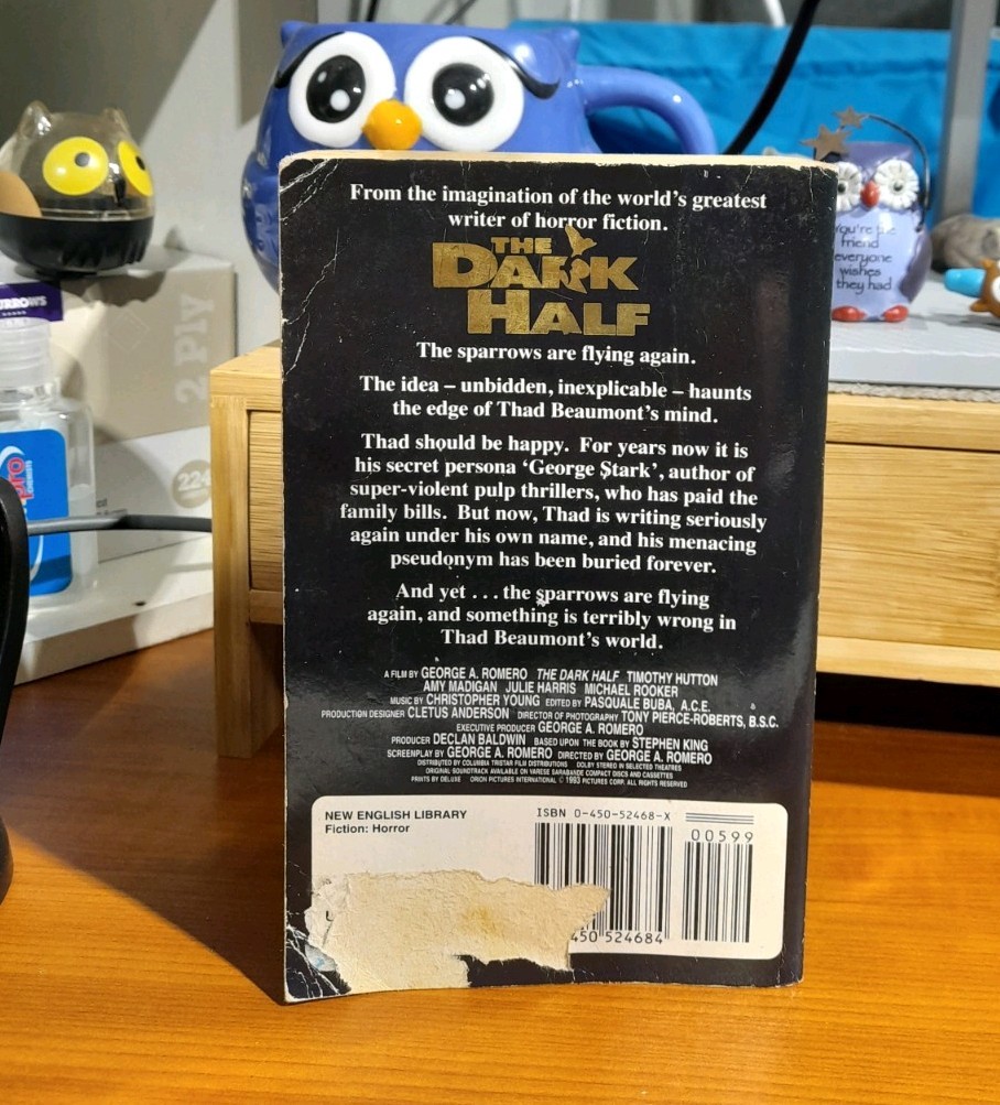 The Dark Half by Stephen King – 1990 paperback HORROR book (17cm)