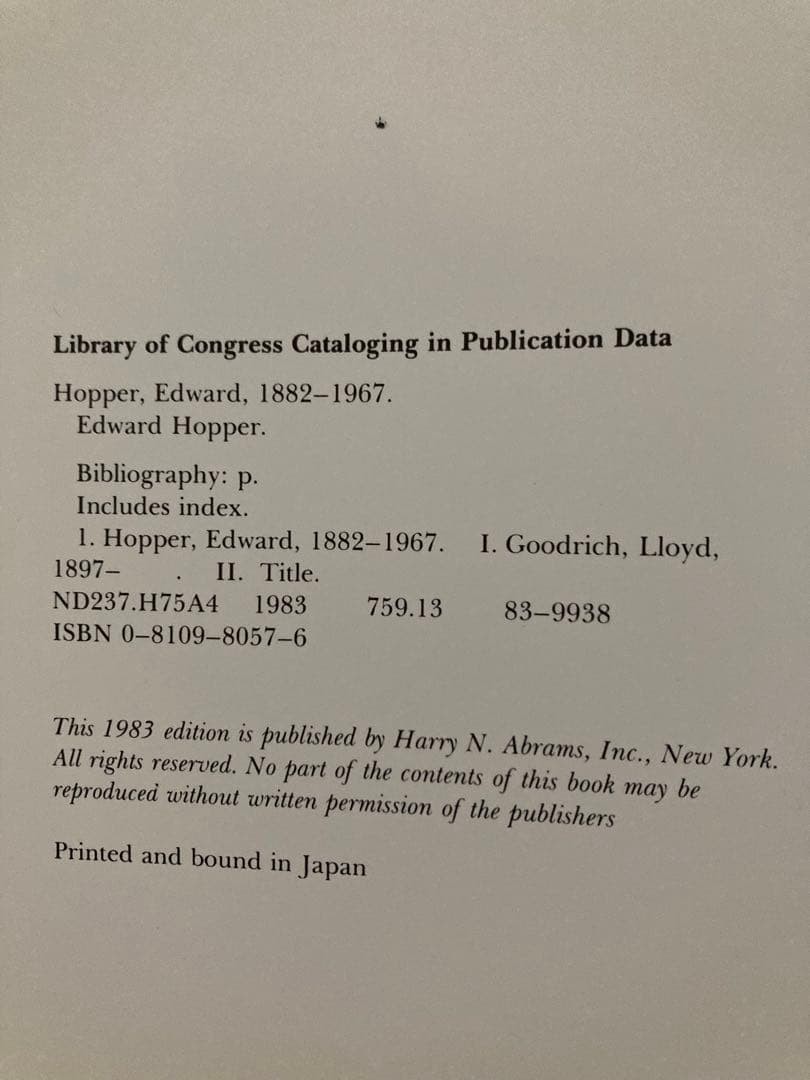 Lloyd Goodrich Edward Hopper Art Book US Artist Hardcover 159 pages 9.8″×11.2″
