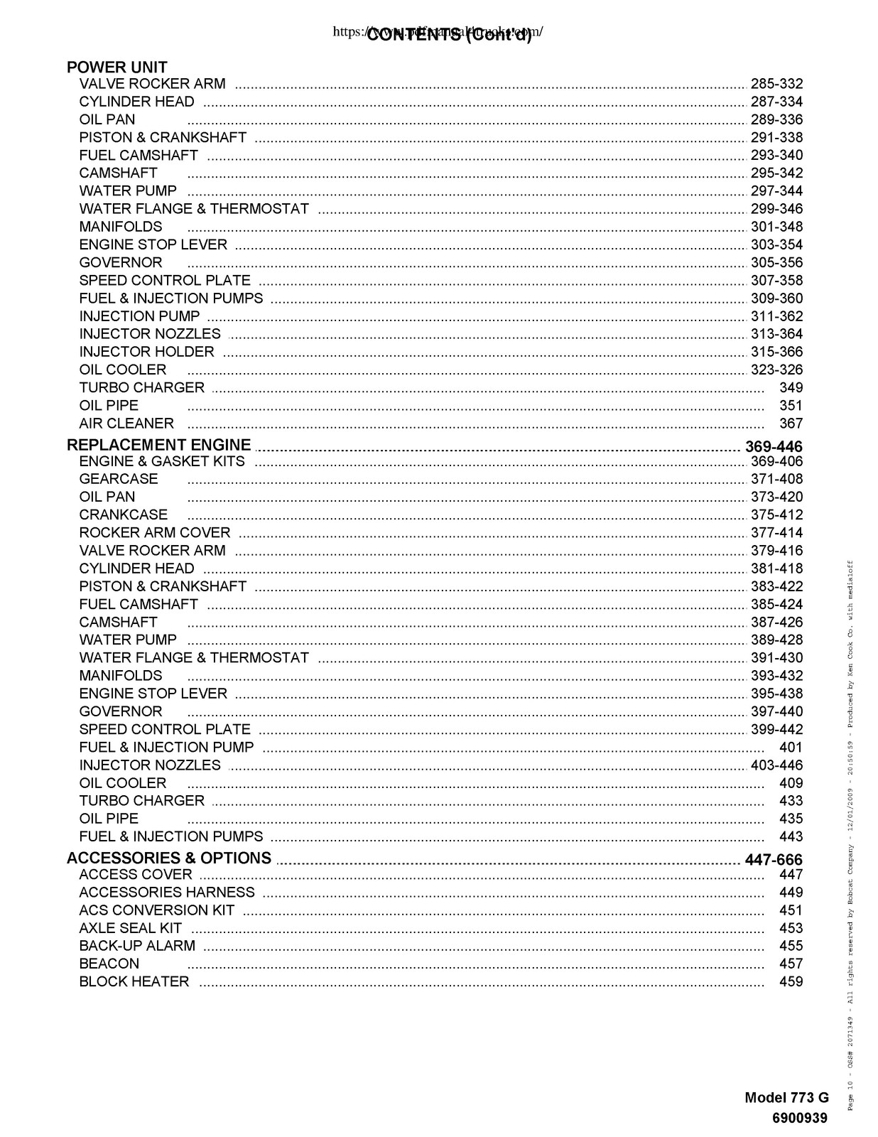 BOBCAT 773 G-Series Skid Steer Parts Manual 2009 SN 500K11001 Up – WIRE BOUND