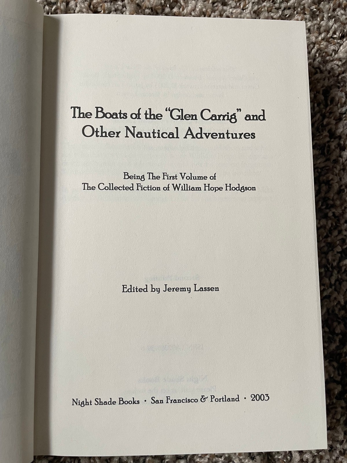 BOATS OF THE GLEN CARRIG collected Fiction William Hope Hodgson vol 1 2nd print