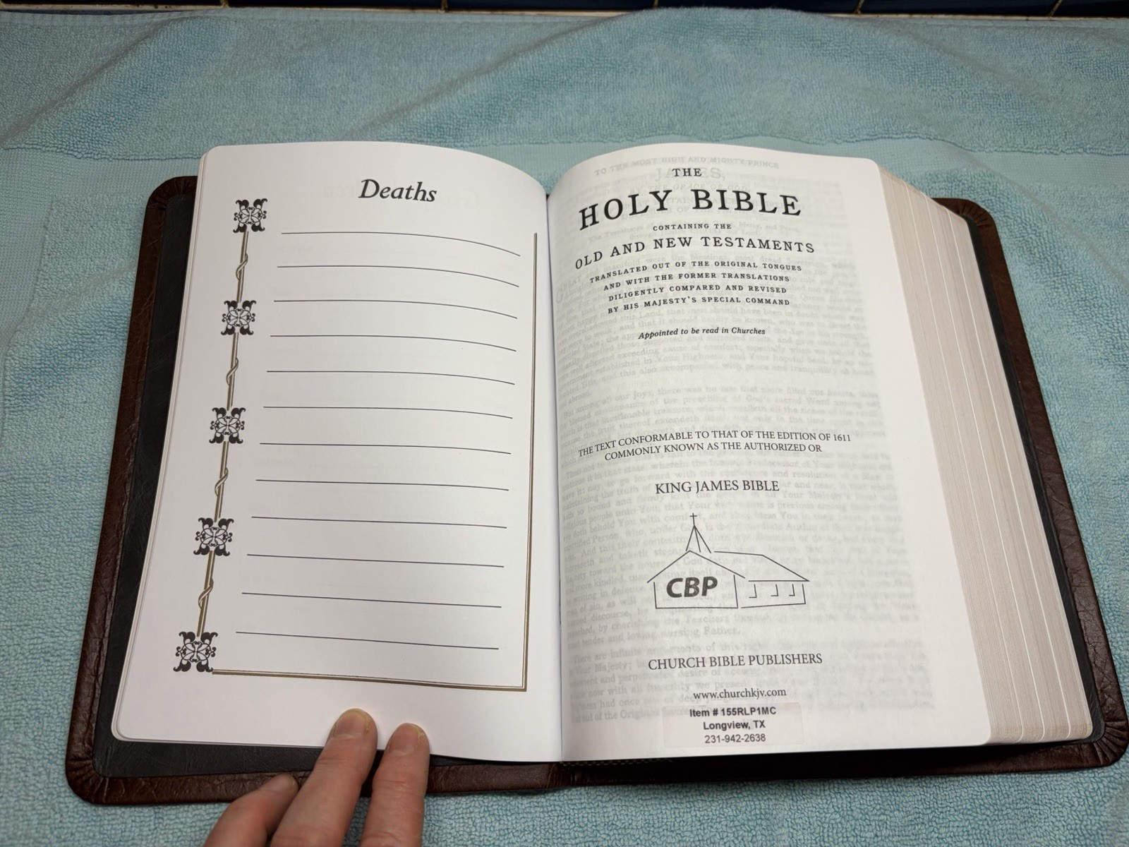 CBP Large Print Readers Ref Bible Milk Chocolate Water Buffalo Leather KJV USA