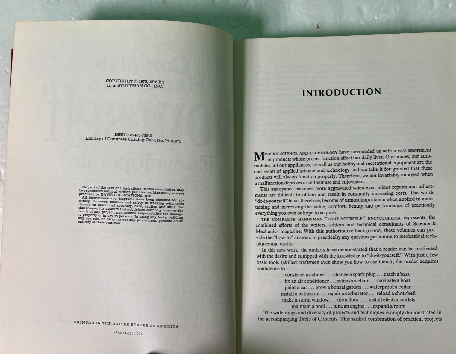 Complete Handyman Encyclopedia Do It Yourself Vol 1 HC Science & Mechanics Book