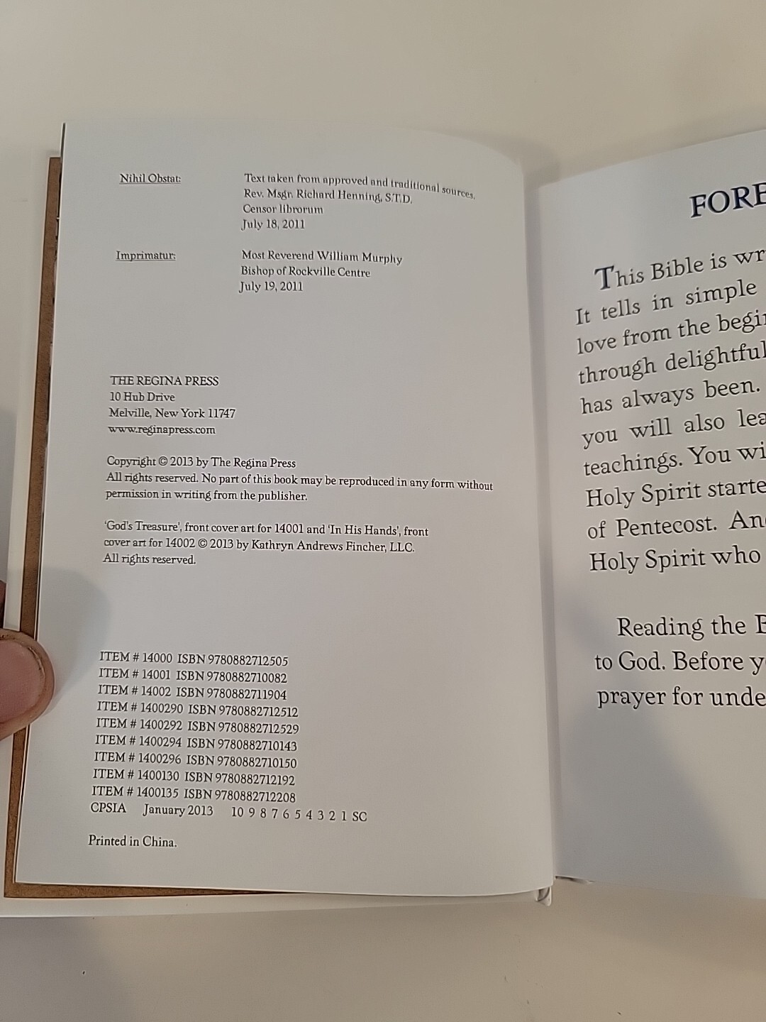 A Catholic Child’s Baptismal Bible – Regina Press Publications