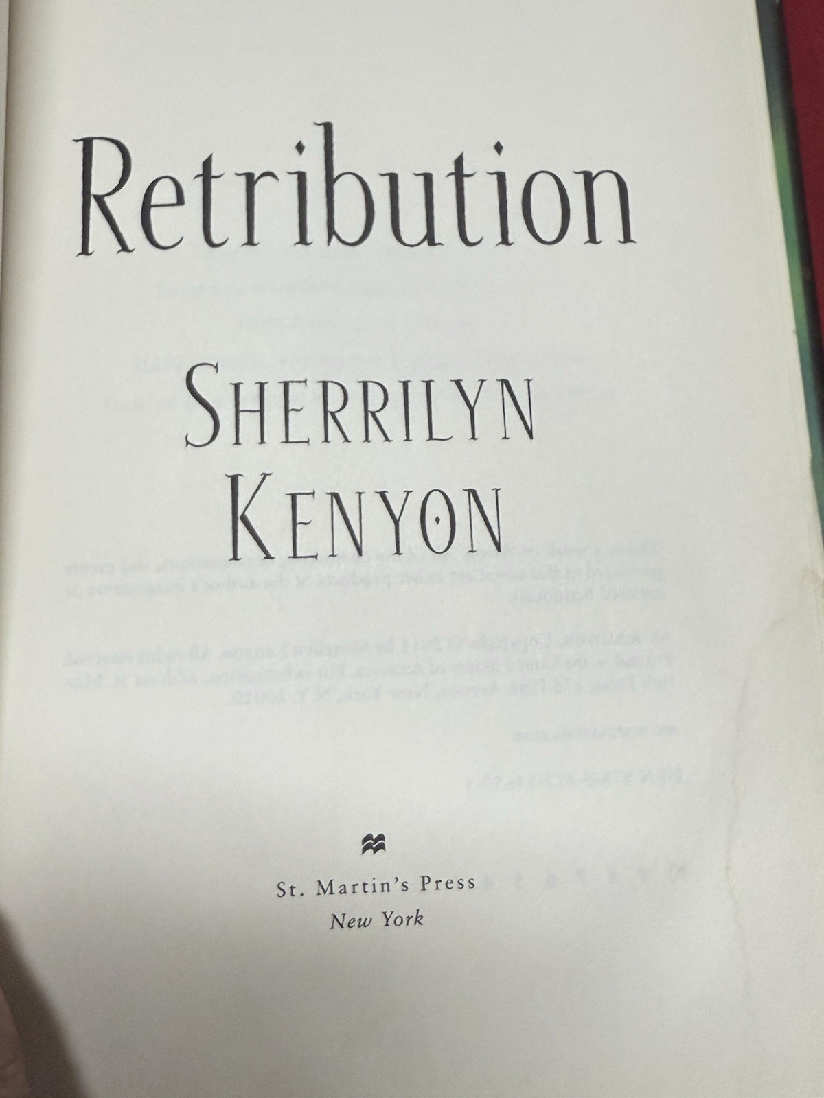 RETRIBUTION HARDCOVER BOOK #1 NEW YORK TIMES BESTSELLING AUTHOR SHERRILYN KENYON