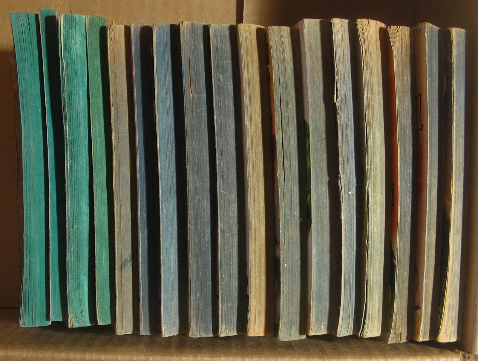 Lot of 17 vintage DELL paperbacks; VERY early © 1940s: mapbacks, art deco covers