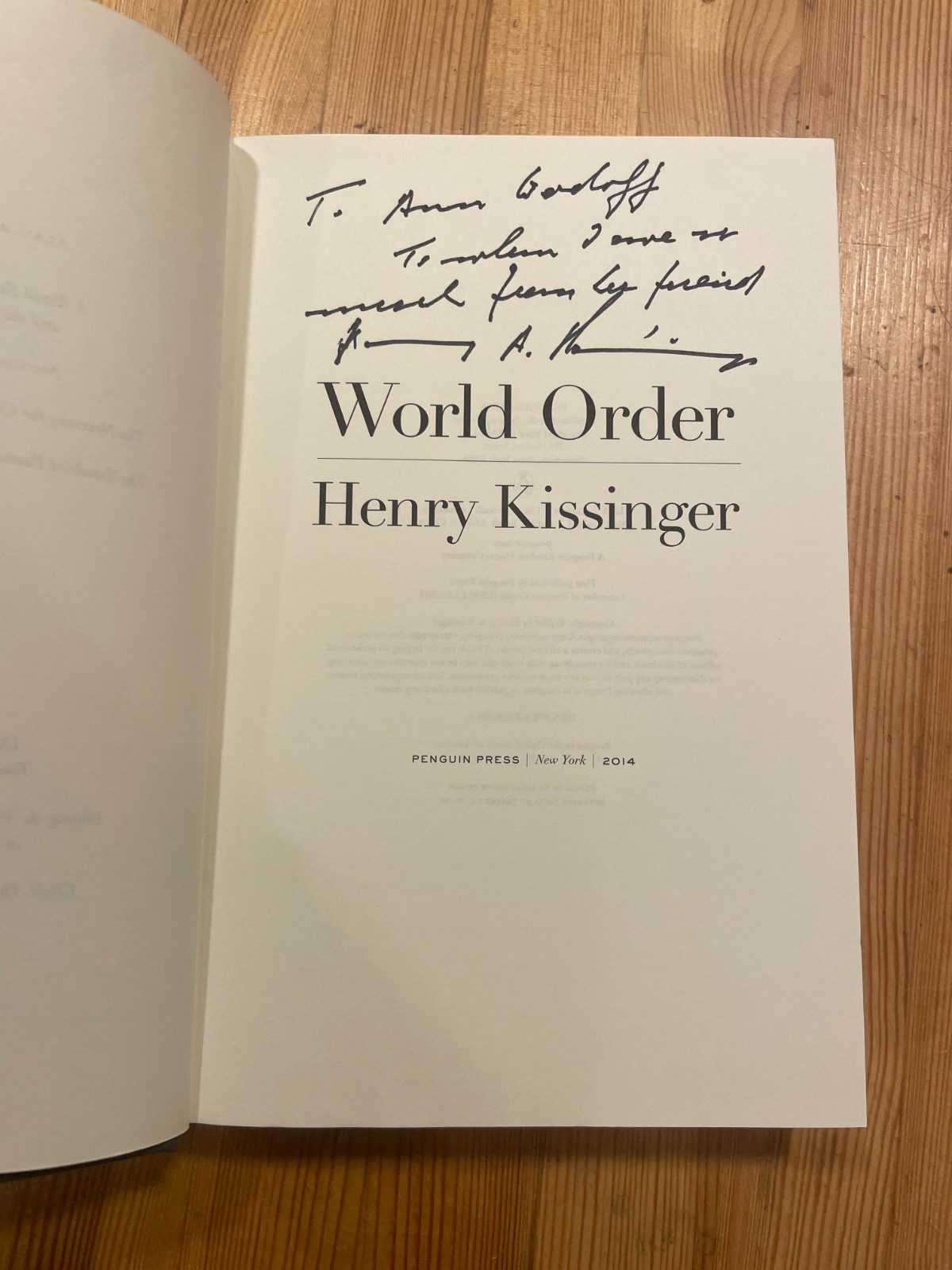 SIGNED World Order by Henry Kissinger (2014, Hardcover, 1st Edition)