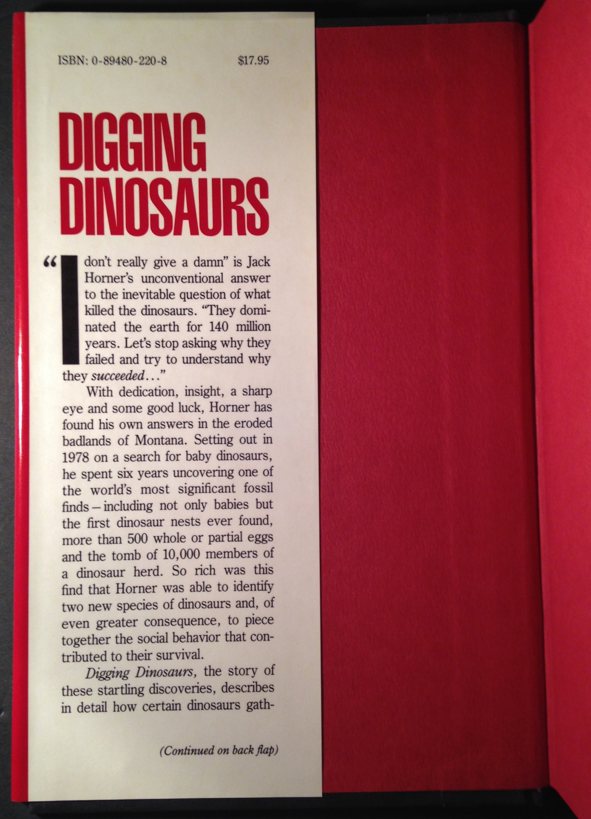 Digging Dinosaurs by James Gorman and John R. Horner (1988 HC / DJ 1st Edition)