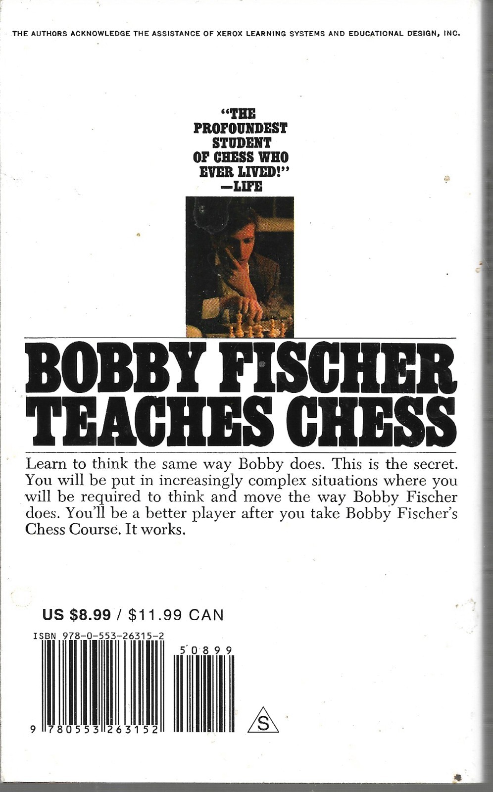 Bobby Fischer Teaches Chess by Bobby Fischer Mass Market PB 978-0-553-26315-2
