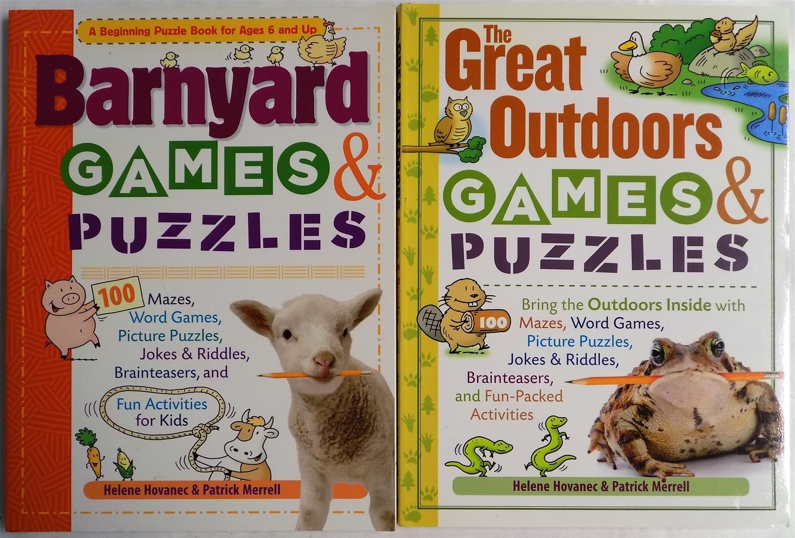 LOT OF 2 Puzzles Books! BARNYARD and GREAT OUTDOORS GAMES & PUZZLES Paperback