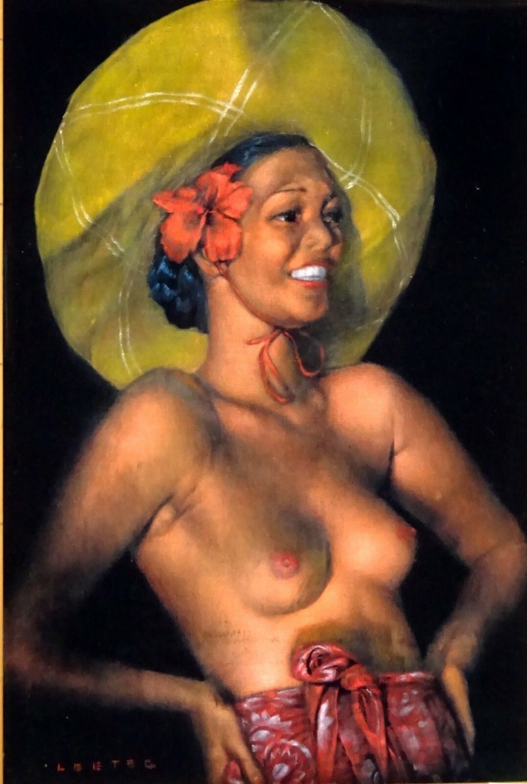 LEETEG, BABES, BARS, BEACHES, and BLACK VELVET ART; author signed, nudes,Tahiti