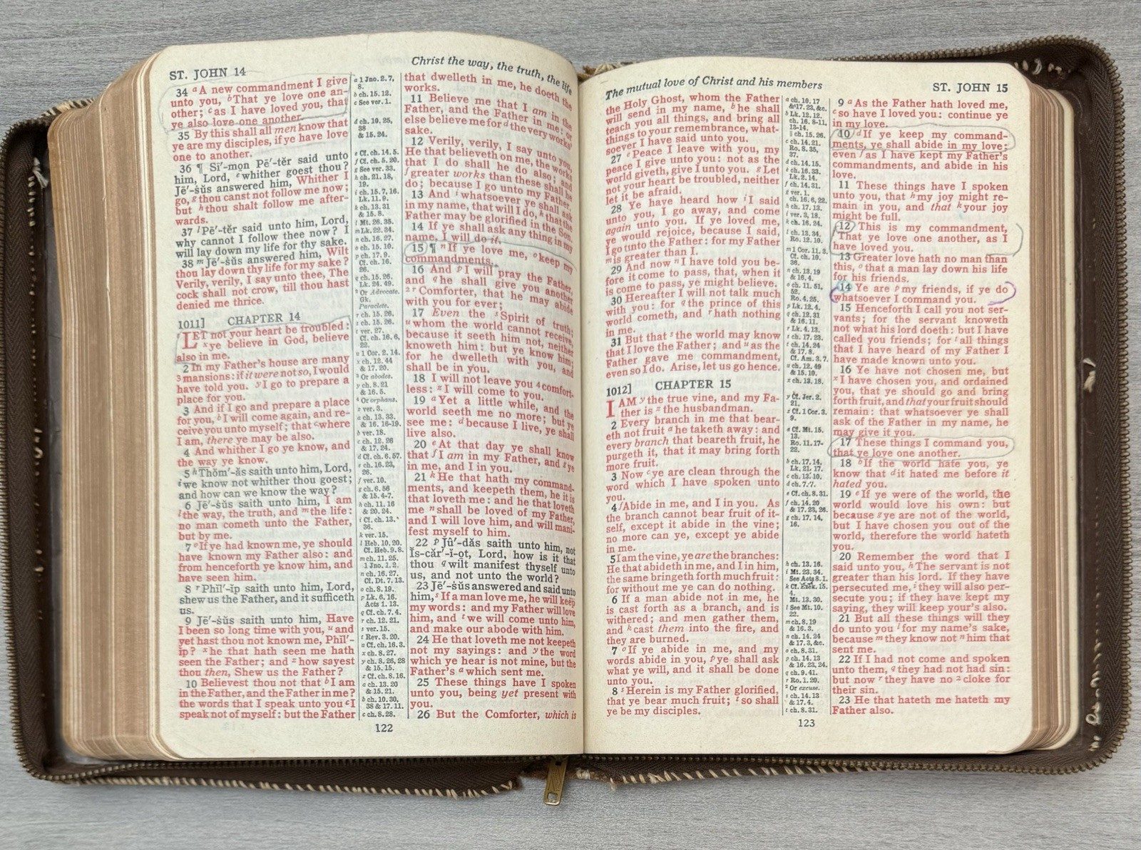 Oxford KJV Bible Brown Basketweave LEATHER Zipper; 1948; Red Letter; Illustrated