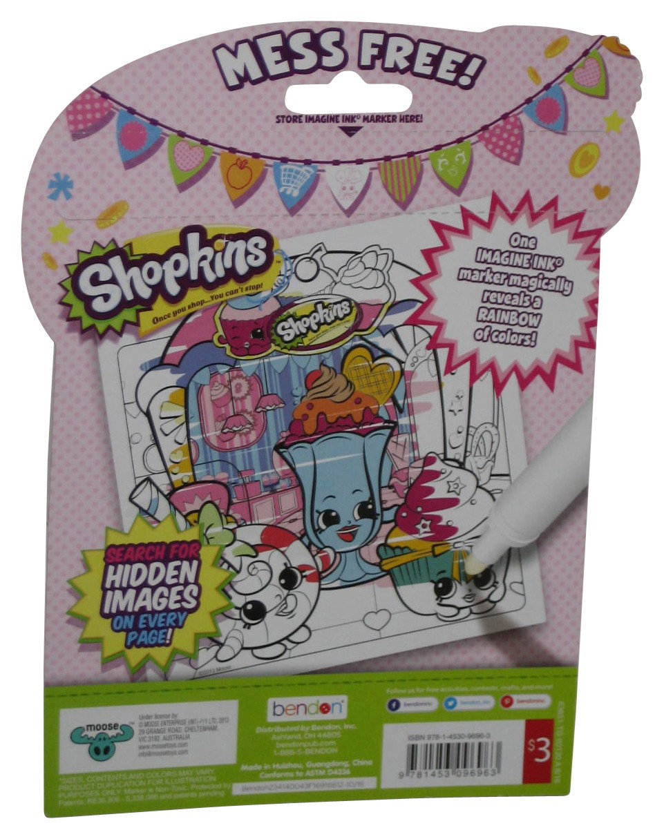 Shopkins Imagine Ink Magic Pictures Bendon Book w/ Mess Marker
