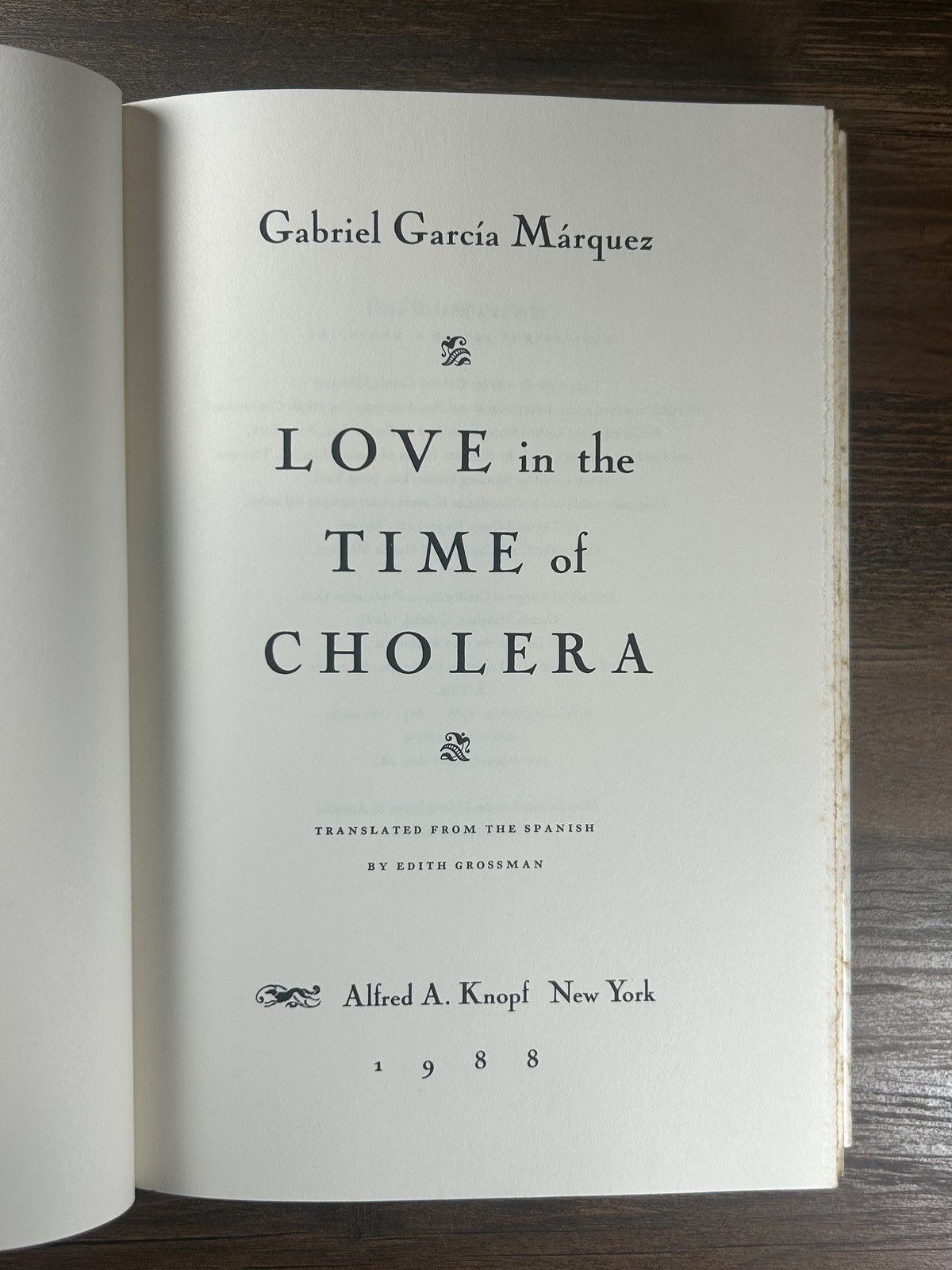 García Márquez LOVE IN THE TIME OF CHOLERA 1st American Ed 1988 Knopf DJ