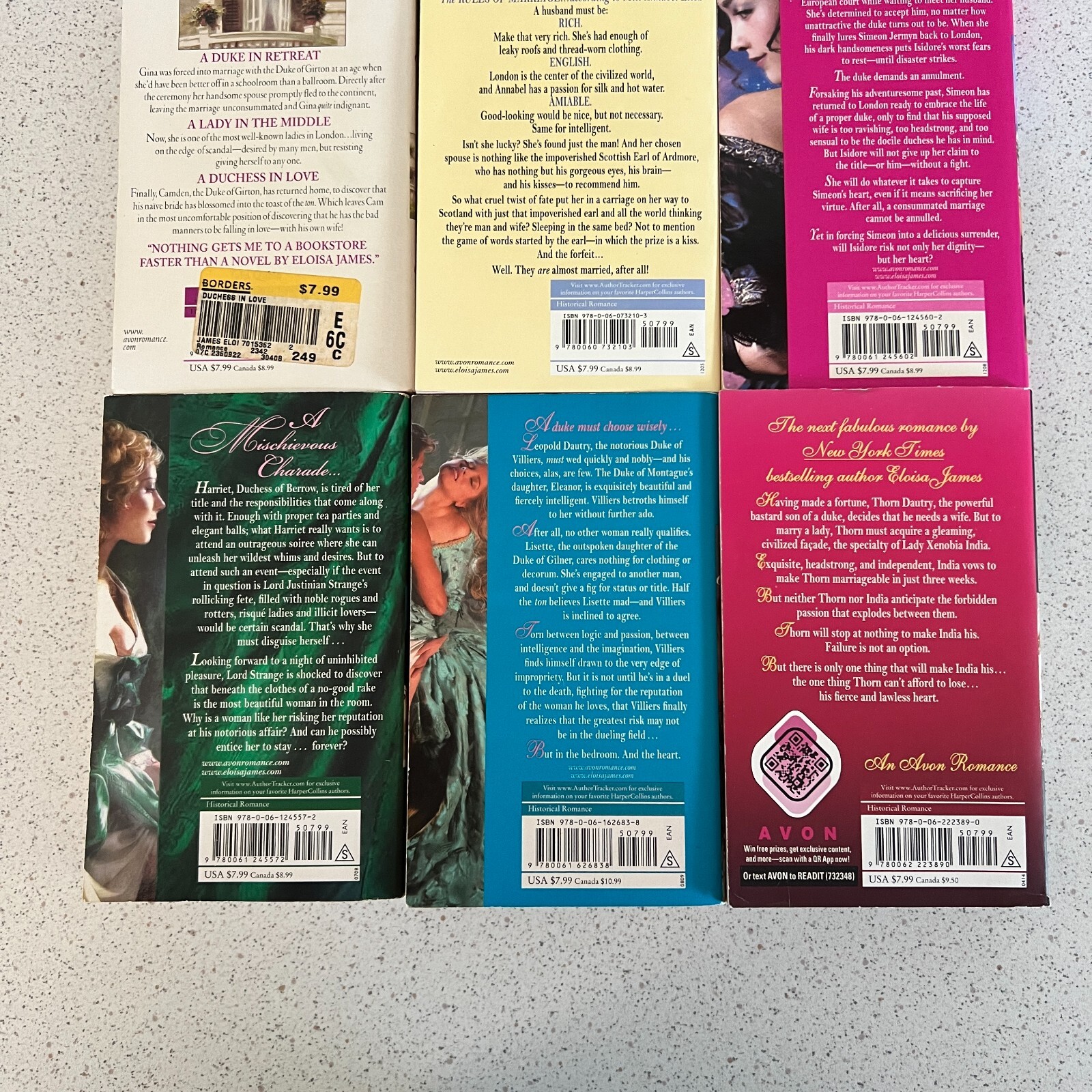 Lot of 6 Eloisa James Regency Historical Romance Avon Paperback Books