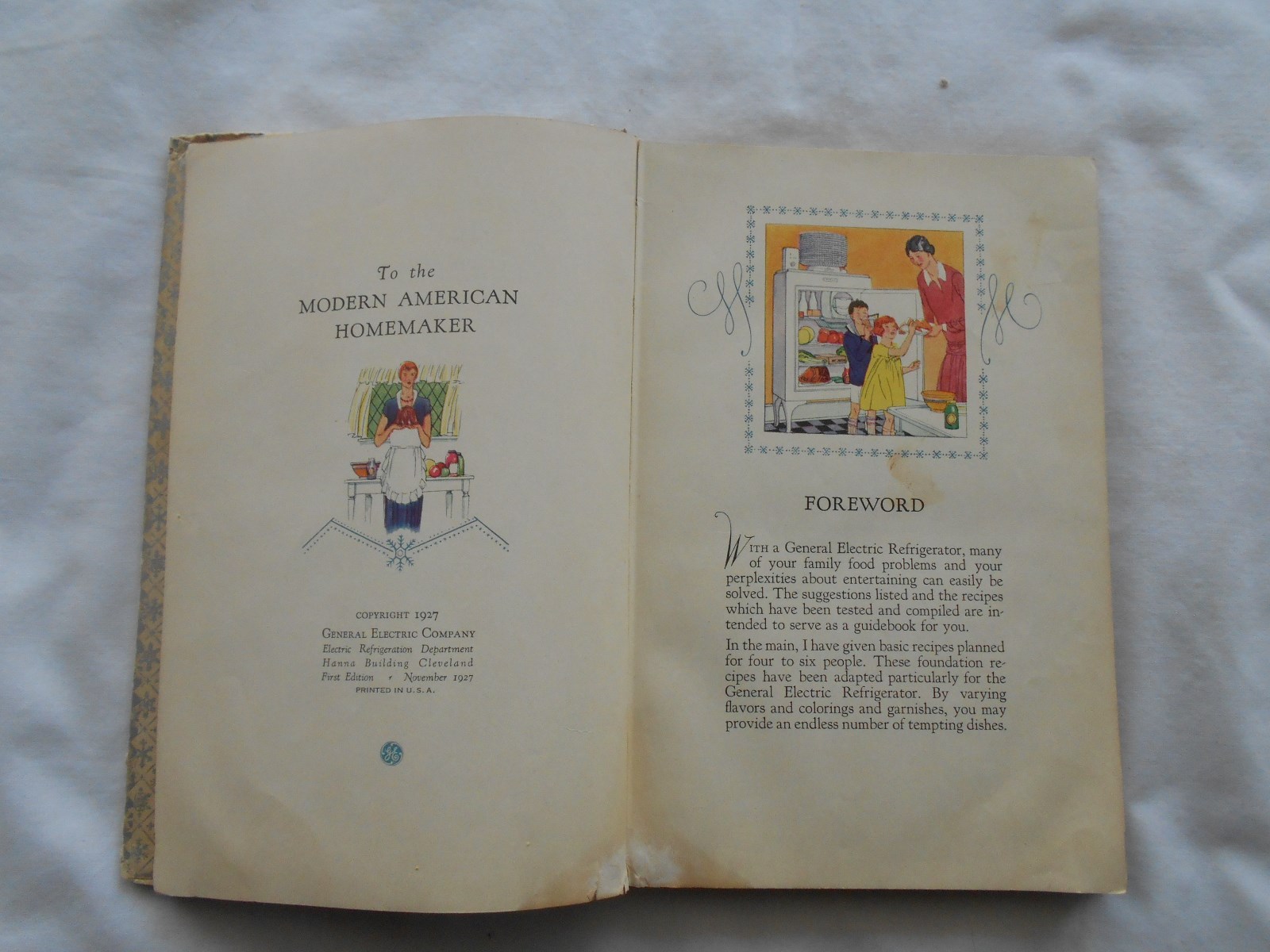 GENERAL ELECTRIC REFRIGERATOR RECIPES AND MENUS COOKBOOK-1927-136 PAGES