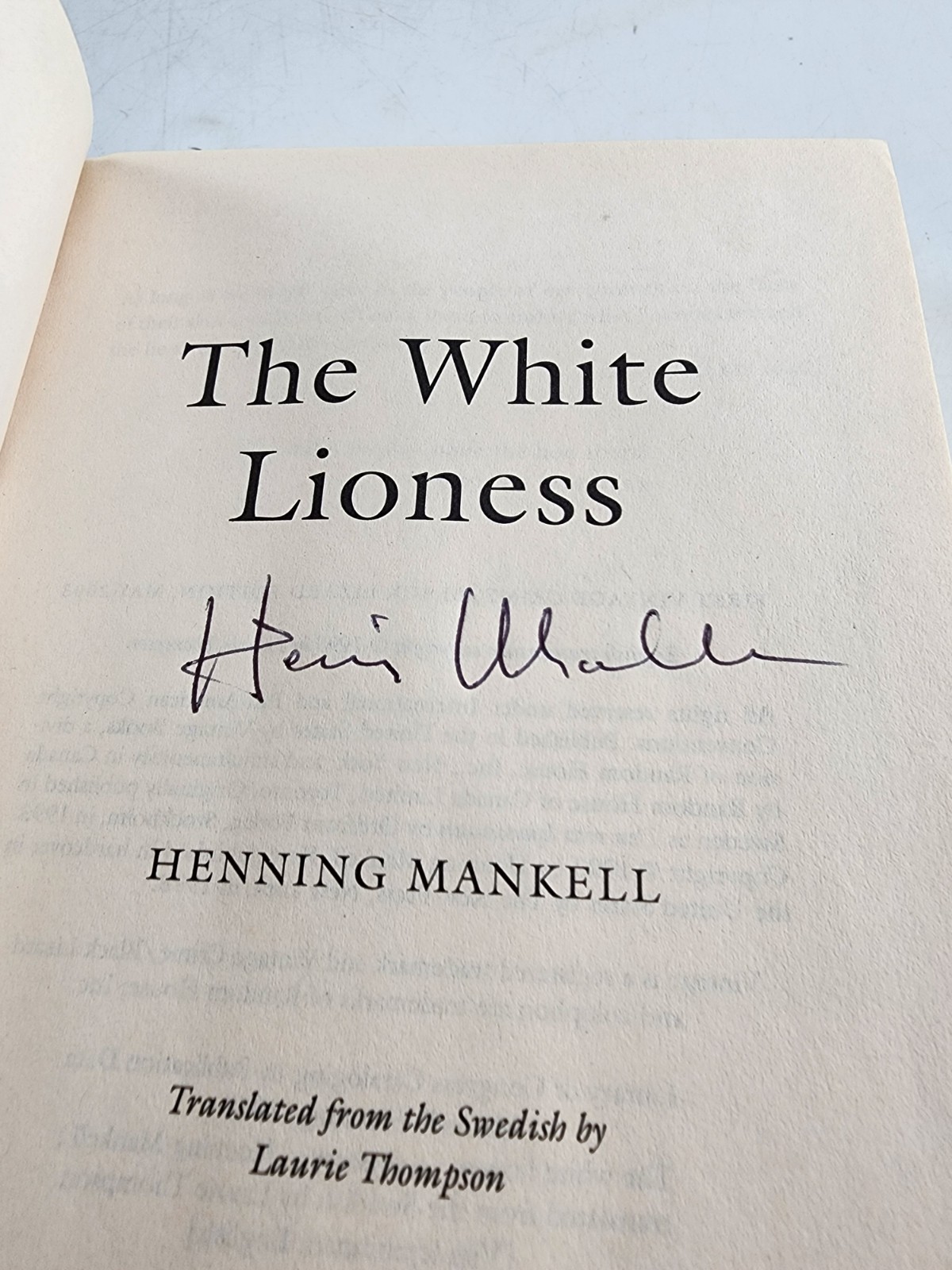 Henning Mankell “The White Lioness” PB Later Edition Signed by Author