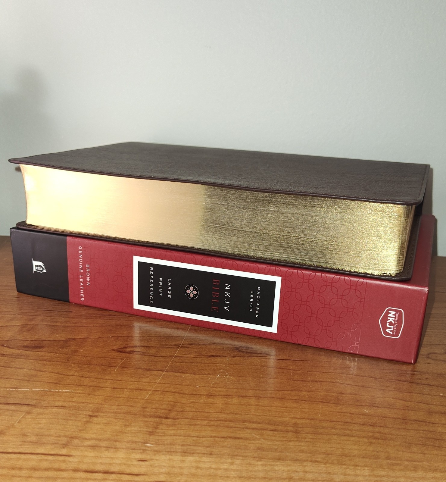 NKJV Large Print Verse-By-Verse Reference Bible – Brown Genuine Leather Maclaren