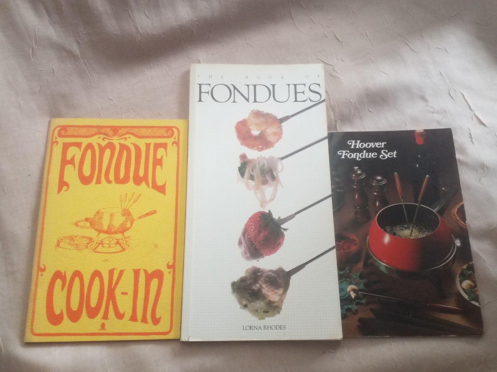 Lot 3 Fondue Cook-In 1968 Hoover Fondue Set Vintage Cookbook 1971 Book Recipes