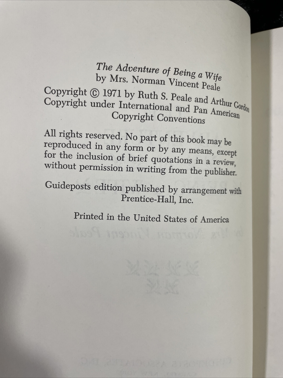 The Adventure of Being a Wife – Mrs. Norman Vincent Peale (hardcover/no dust)