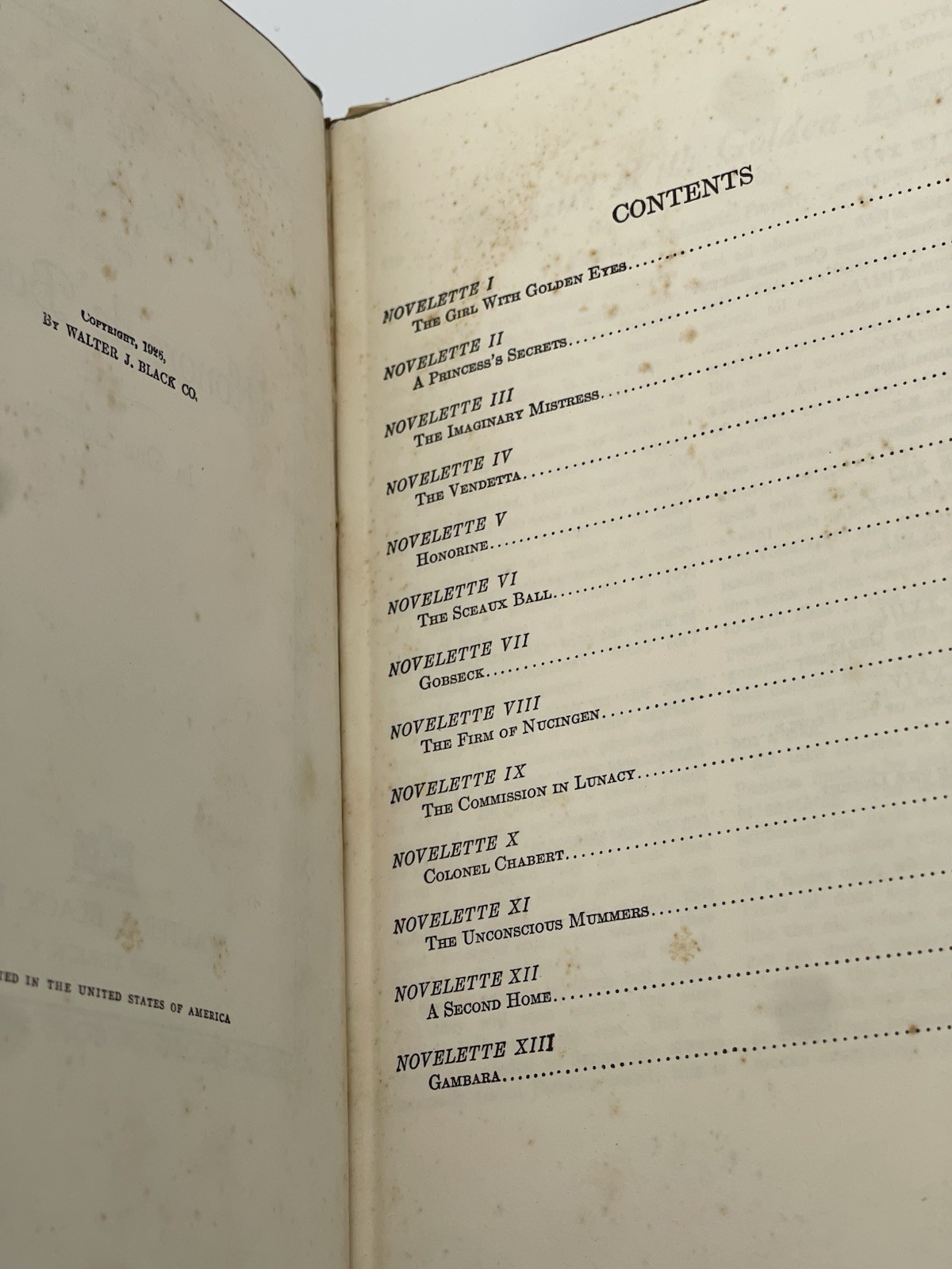 Complete Novelettes of Honore de Balzac | 1926 Antique Hardcover w/ Sprayed Edge