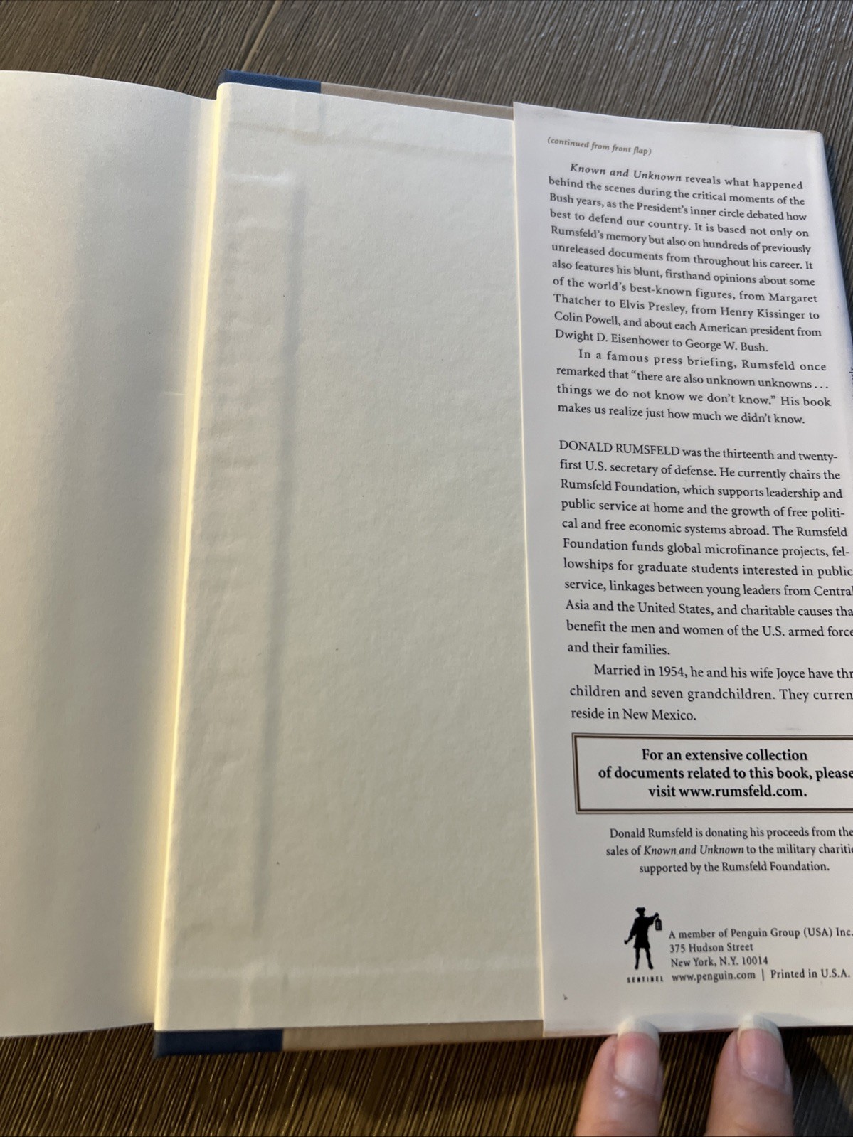 Known and Unknown a memoir by Donald Rumsfeld. Signed/Autographed 1st Ed. 2011