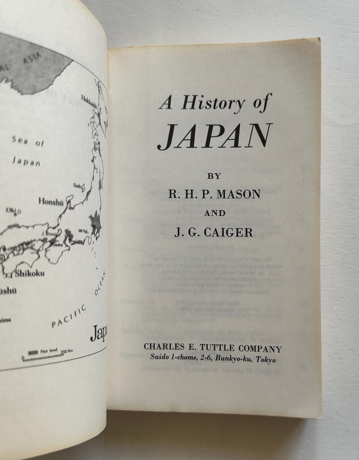 R. H. P. Mason/J. G. Caiger A HISTORY OF JAPAN 1981 Tuttle Mass Market Paperback