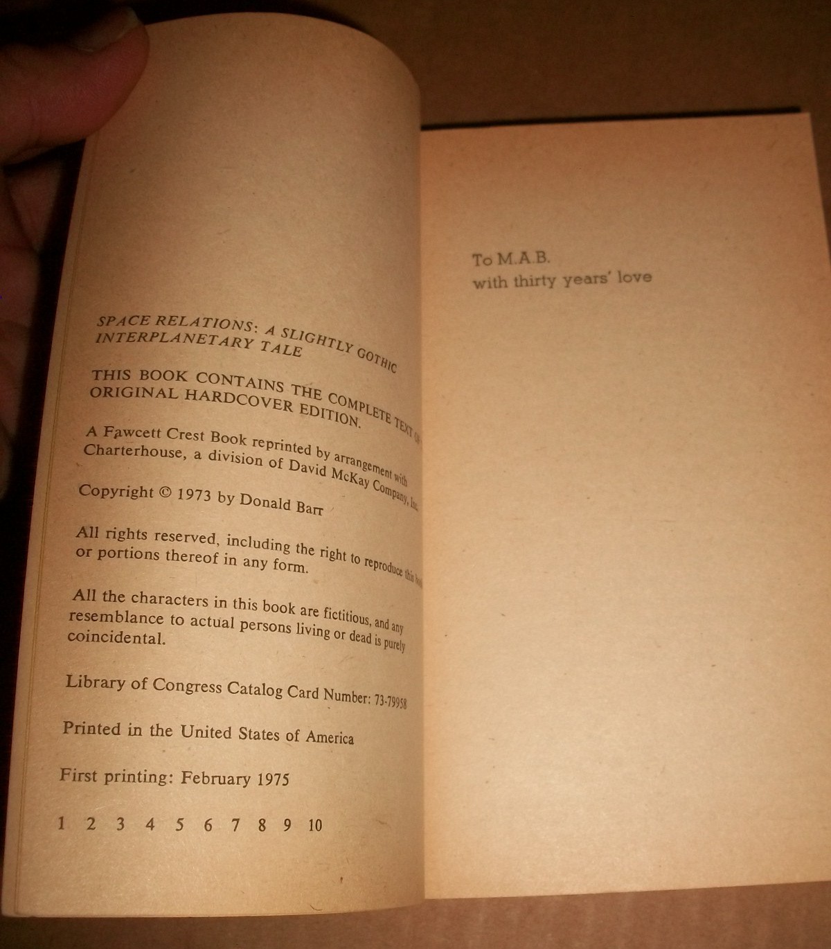 Space Relations Donald Barr Gothic Fawcett Crest P2370 $1.25 Feb 1975 1st prt EX