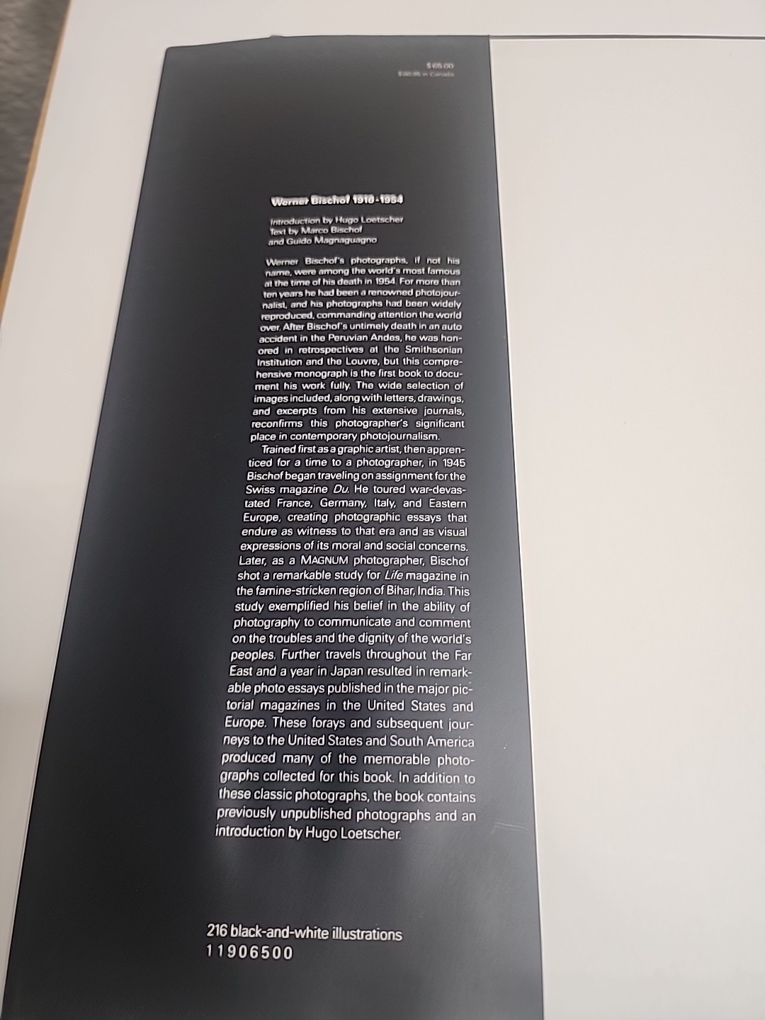 Werner Bischof, 1916-1954 by Hugo Loetscher & Guido Magnaguagno 1990 HC / DJ