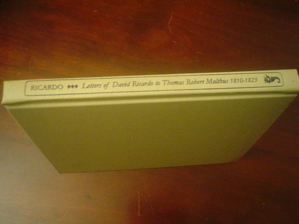 Bonar, edit. Letters of David Ricardo to Thomas Robert Malthus, 1810-1823