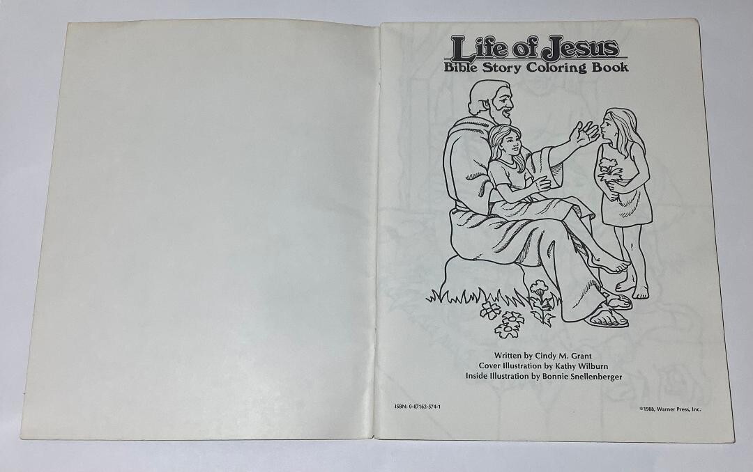 Vintage Life of Jesus Bible Story Coloring Book Warner Press 1988