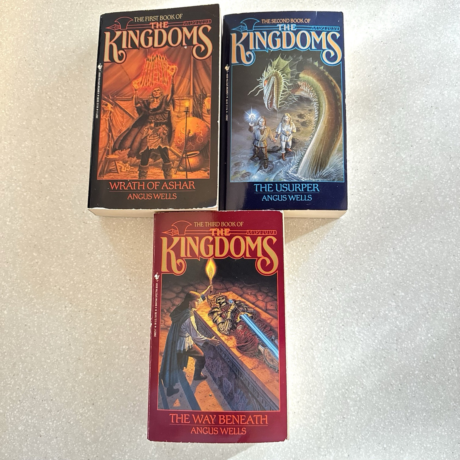 3V Set Angus Wells THE KINGDOMS Wrath of Ashar, Usurper, Way Beneath 1ST Edition