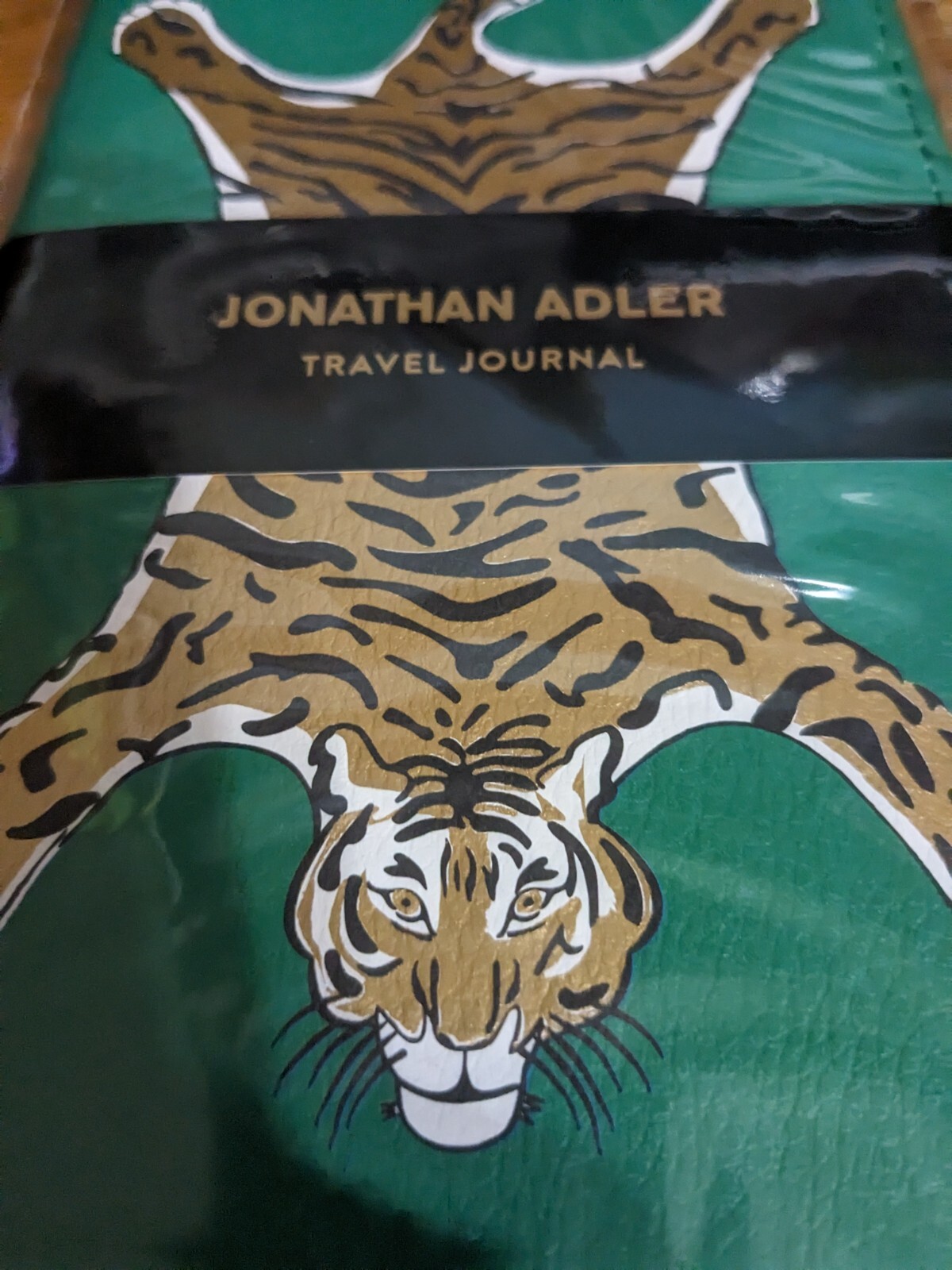 Jonathan Adler Travel Journal NWT Gold Tiger Green Cover Vegan Leather 80 pages