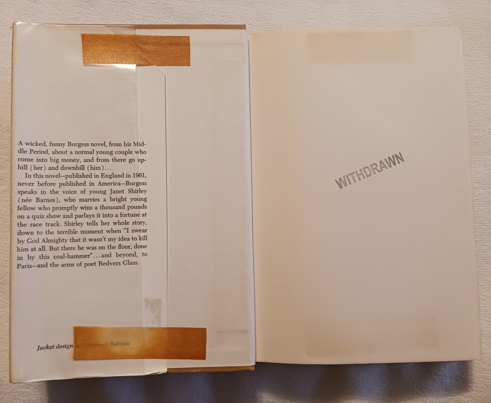One Hand Clapping – Book By Anthony Burgess (Borzoi Book, 1961, 1st Edition)