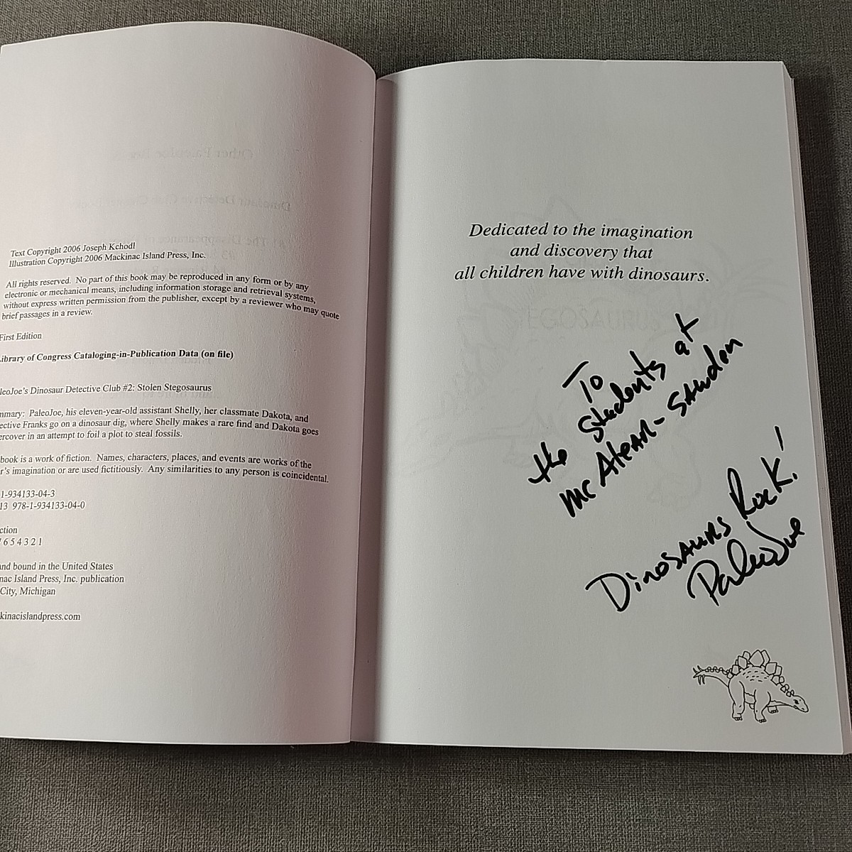 Paleo Joe Dinosaur Detective Club 2 Both Signed Book Lot Stegosaurus Sabertooth