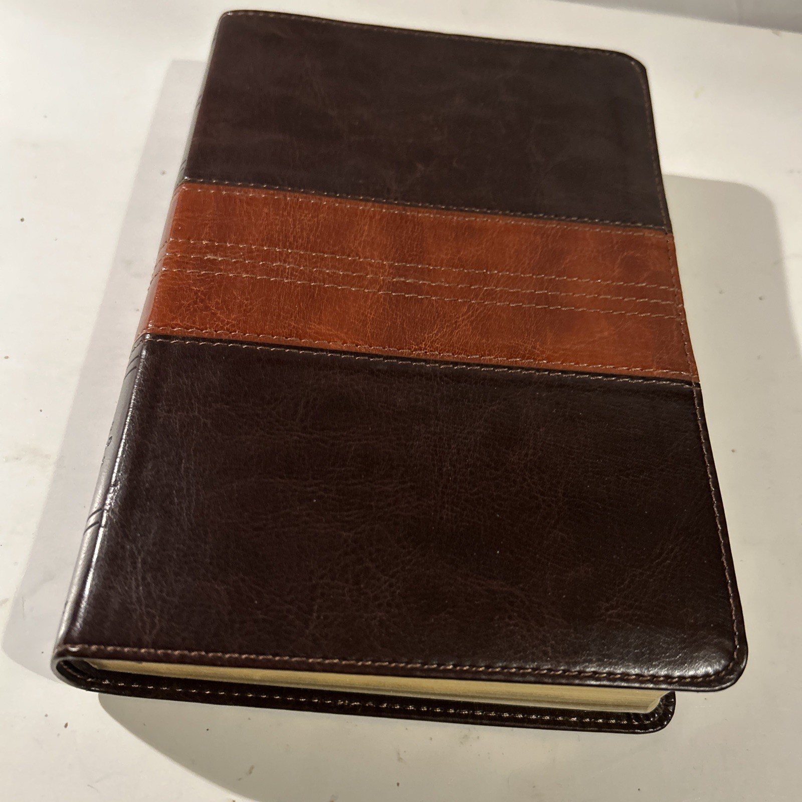 ESV Personal Reference Holy Bible Brown Tan Tru-Tone Single Column Side Ref.
