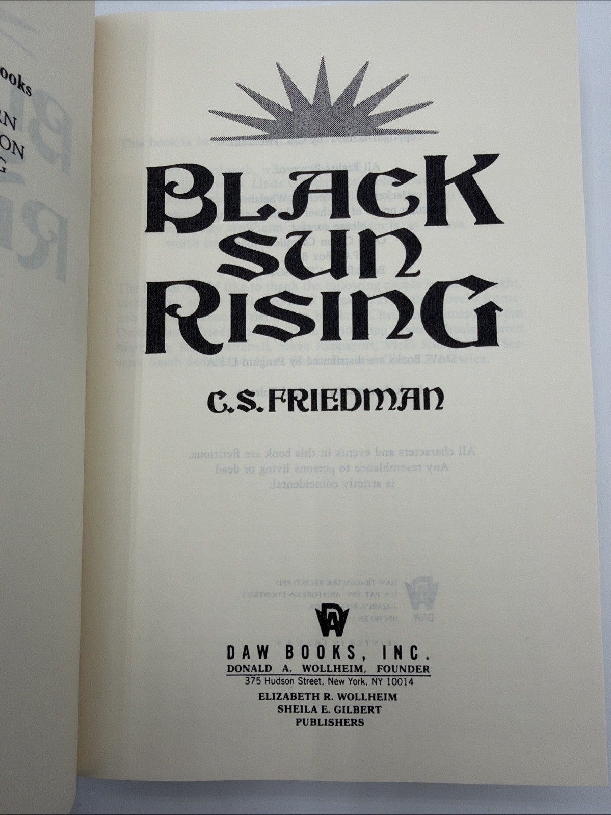 Black Sun Rising C S Friedman Hardcover 1991 DAW Books DJ