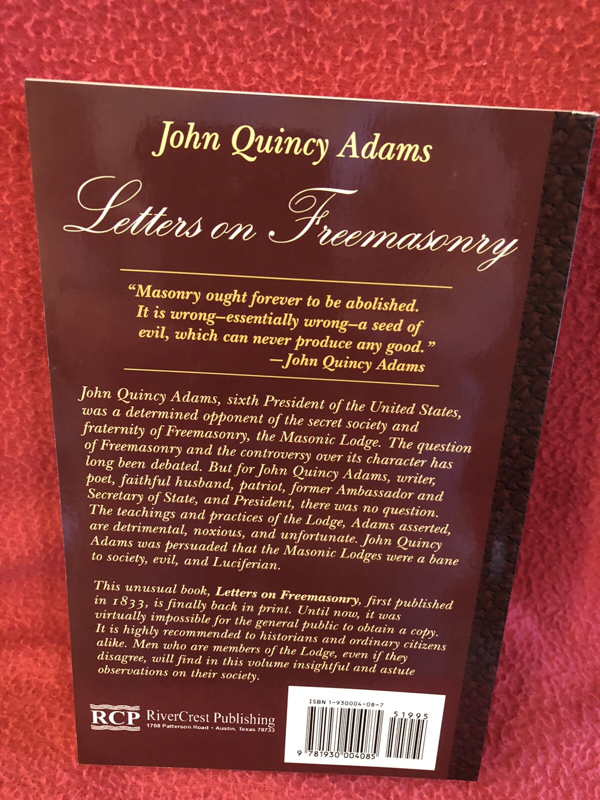 Letters on Freemasonry – 2001 Paperback