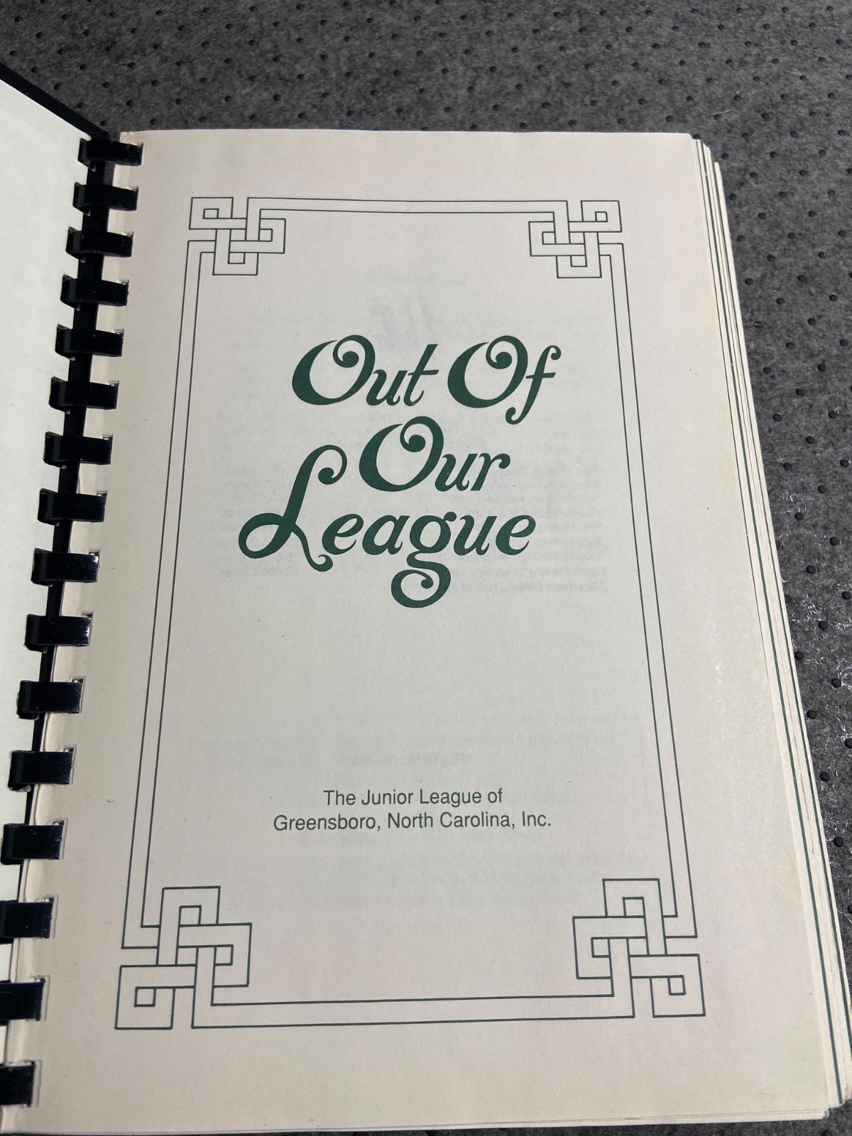 Cookbook VTG Out of Our League of Greensboro NC